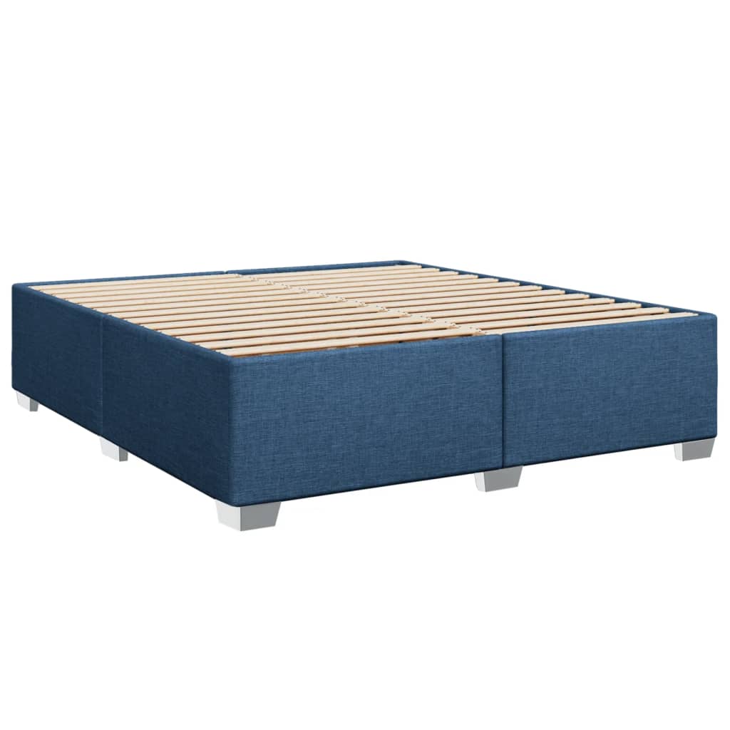 Slatted bed base with mattress Blue 200x200 cm Fabric