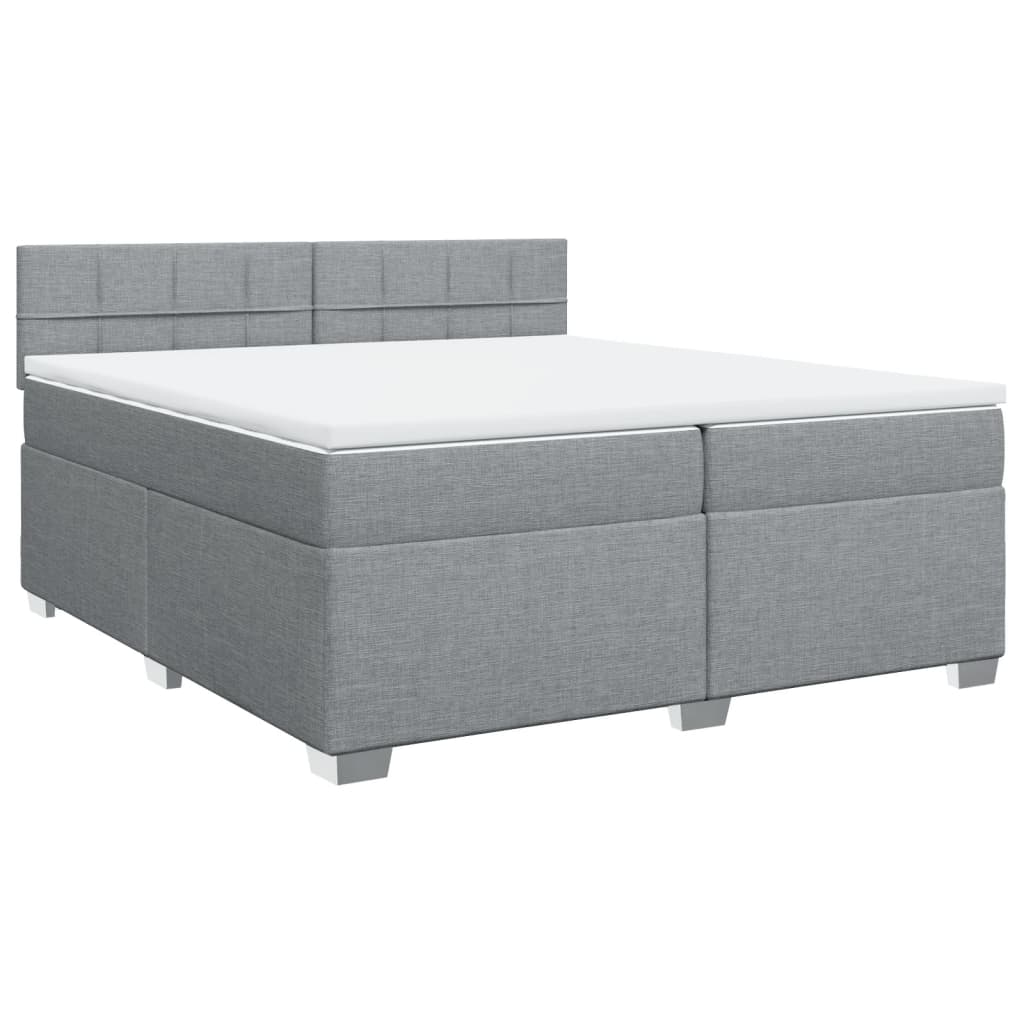 Sommier à lattes de lit avec matelas Gris clair 200x200cm Tissu