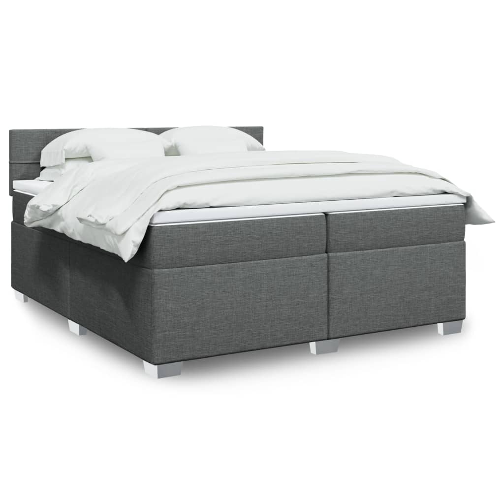 Sommier à lattes de lit avec matelas Gris foncé 200x200cm Tissu