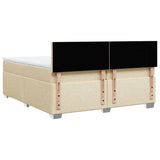 Bed slatted base with mattress Cream 200x200 cm Fabric