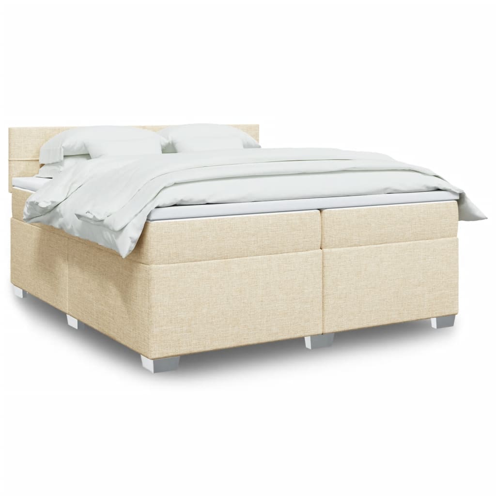 Bed slatted base with mattress Cream 200x200 cm Fabric