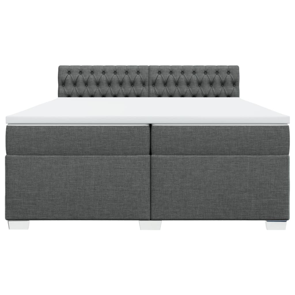 Sommier à lattes de lit avec matelas Gris foncé 200x200cm Tissu