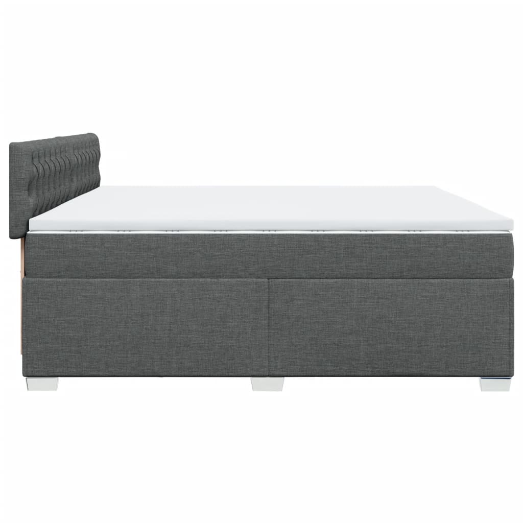 Sommier à lattes de lit avec matelas Gris foncé 200x200cm Tissu