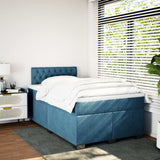 Dark Blue 120x200cm Velvet Bed Slatted Base and Mattress