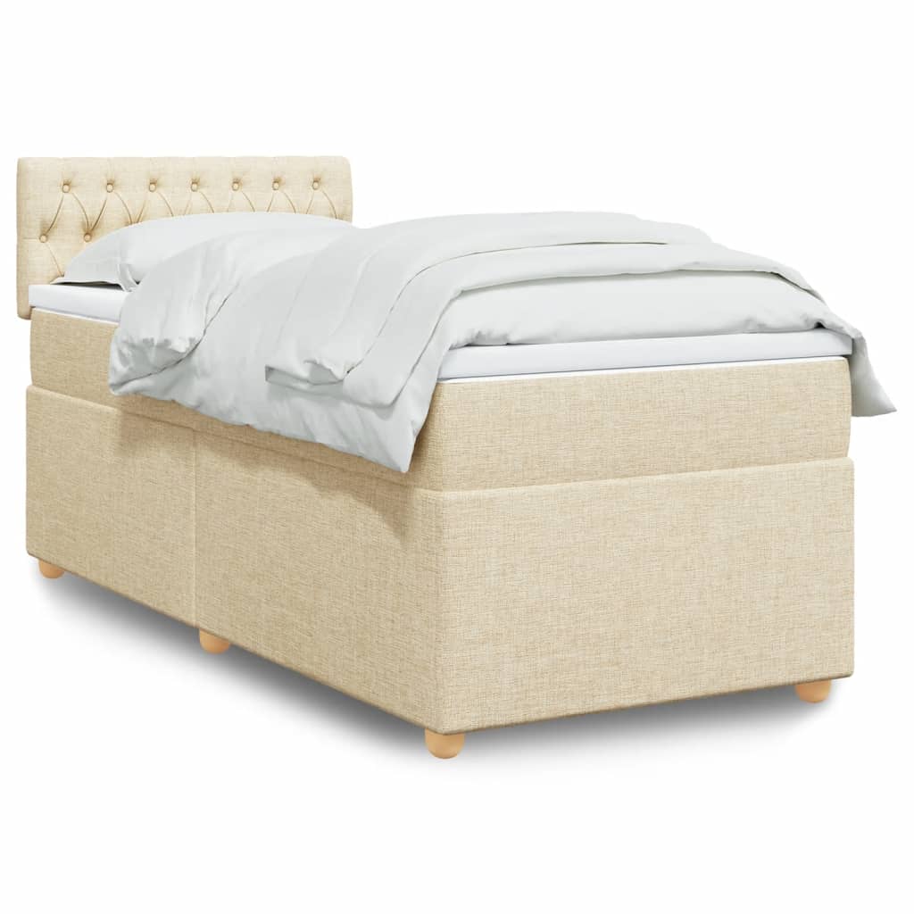 Bed slatted base with mattress Cream 80x200 cm Fabric