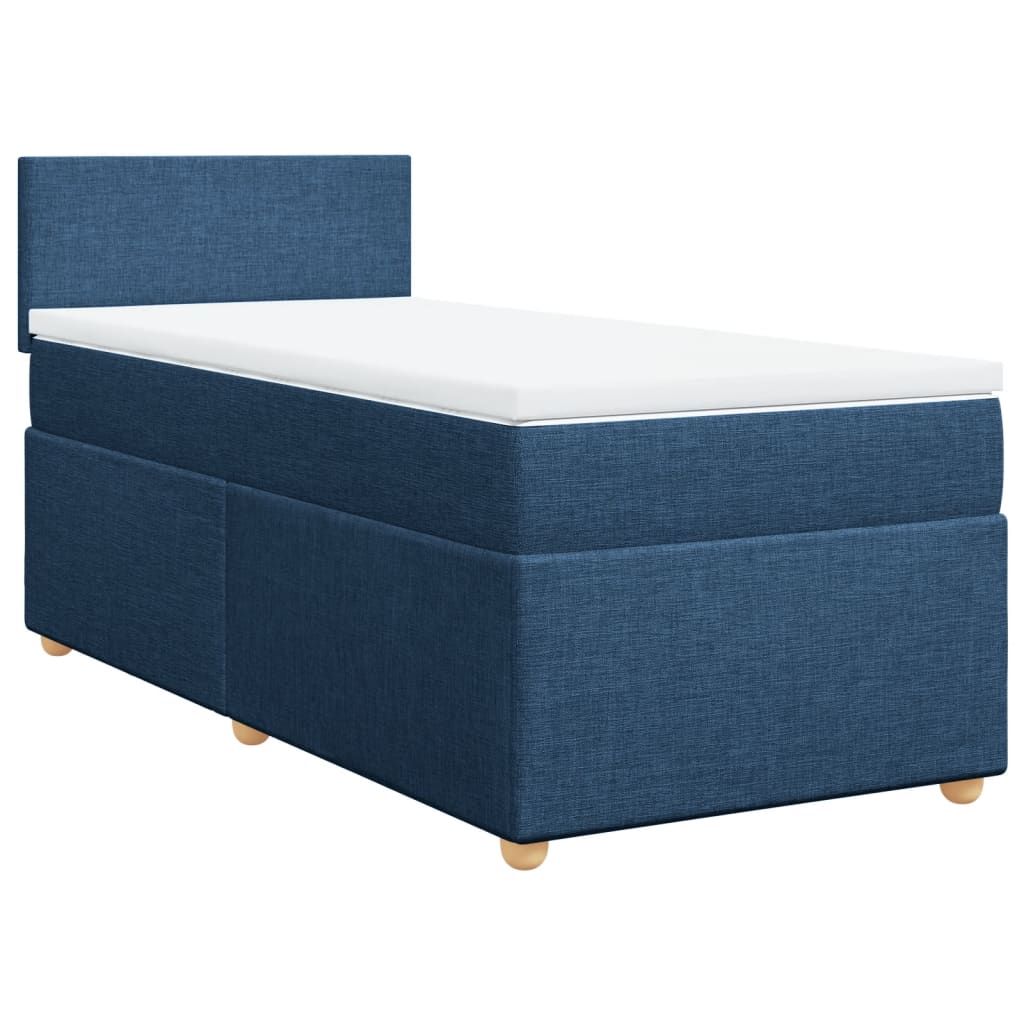 Slatted bed base with mattress Blue 90x190 cm Fabric