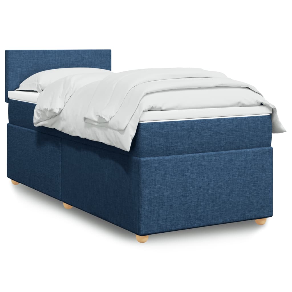 Slatted bed base with mattress Blue 90x190 cm Fabric