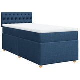 Slatted bed base with mattress Blue 90x190 cm Fabric