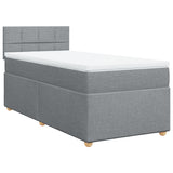 Slatted bed base with mattress Light grey 90x200 cm Fabric