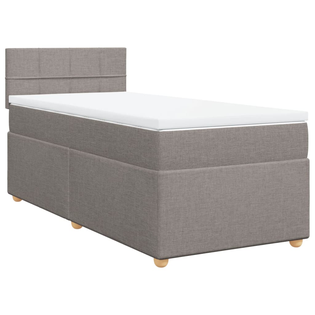 Slatted bed base with mattress Taupe 90x200 cm Fabric