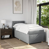 Slatted bed base with mattress Light grey 90x200 cm Fabric