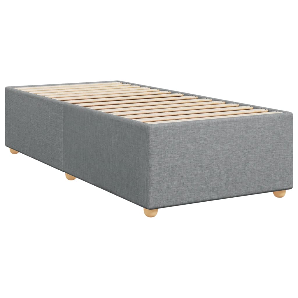 Slatted bed base with mattress Light grey 90x200 cm Fabric