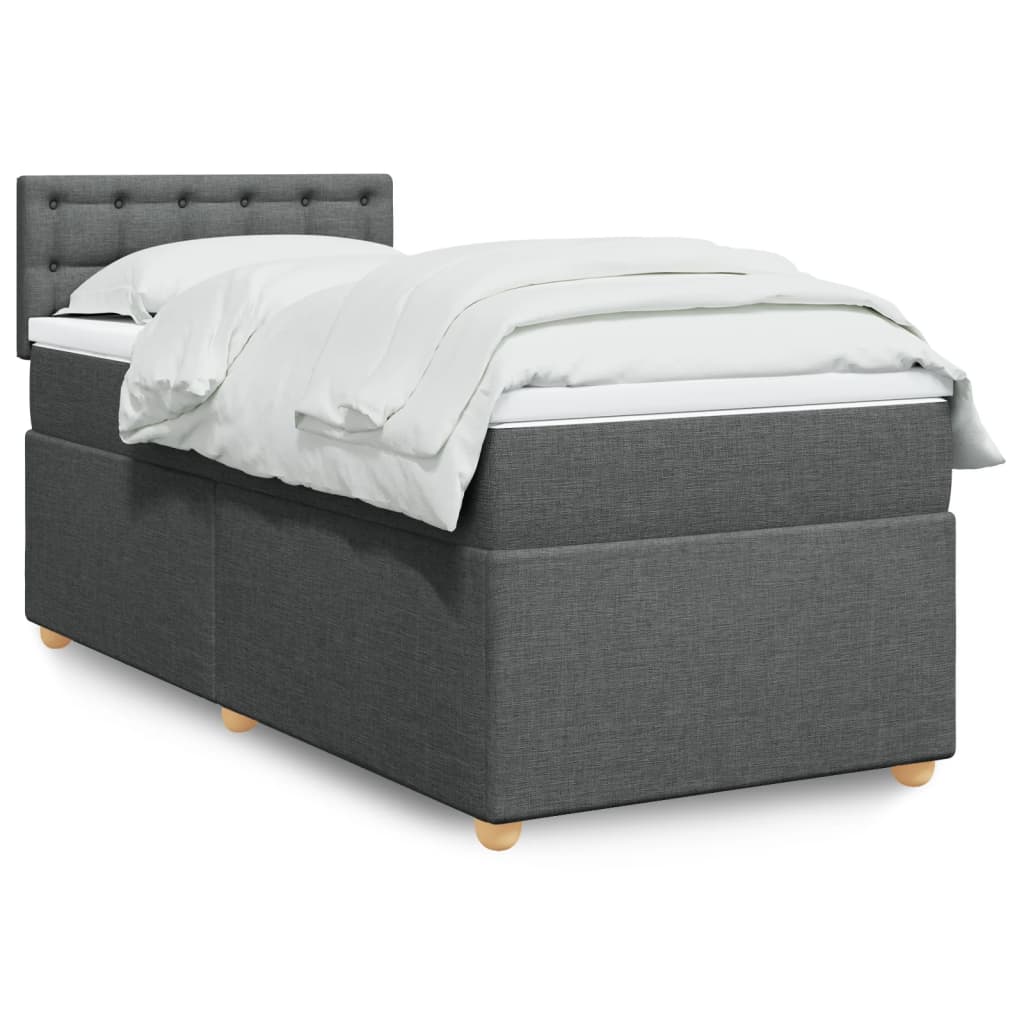 Sommier à lattes de lit avec matelas Gris foncé 90x200 cm Tissu