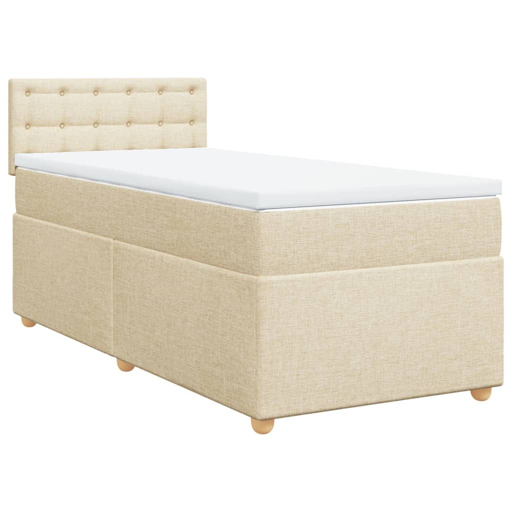 Bed slatted base with mattress Cream 90x200 cm Fabric