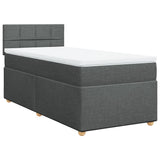 Sommier à lattes de lit avec matelas Gris foncé 100x200cm Tissu