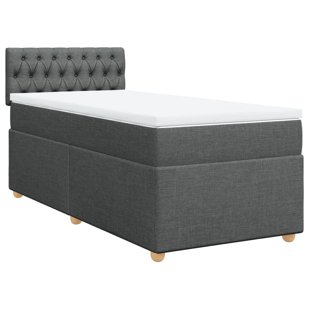 Sommier à lattes de lit avec matelas Gris foncé 100x200cm Tissu