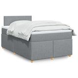 Slatted bed base with mattress Light grey 120x200cm Fabric