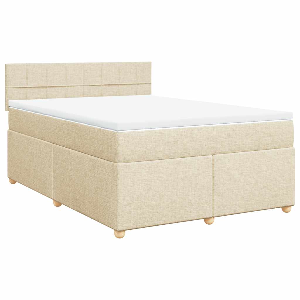 Sommier à lattes de lit avec matelas Crème 140x190 cm Tissu