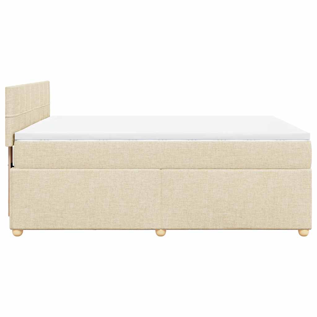 Sommier à lattes de lit avec matelas Crème 140x190 cm Tissu