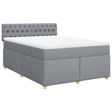 Sommier à lattes de lit avec matelas Gris clair 140x190cm Tissu