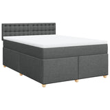 Slatted bed base with mattress Dark grey 140x200cm Fabric