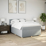 Slatted bed base with mattress Light grey 160x200cm Fabric