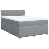 Slatted bed base with mattress Light grey 160x200cm Fabric