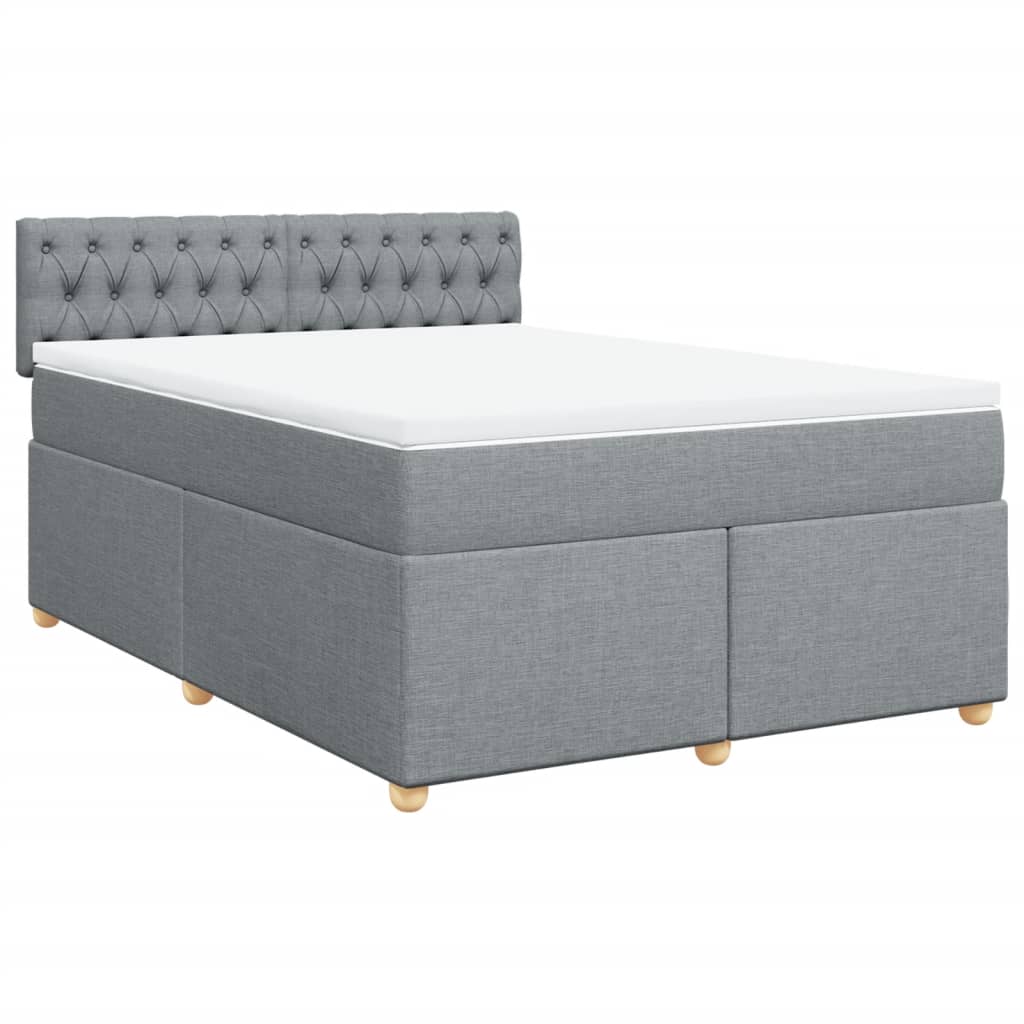 Sommier à lattes de lit avec matelas Gris clair 160x200cm Tissu