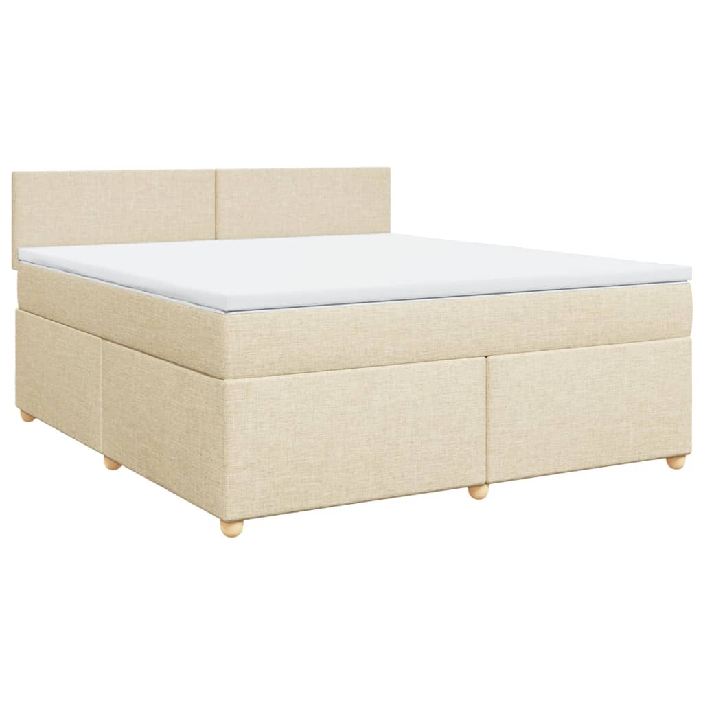 Bed slatted base with mattress Cream 180x200 cm Fabric