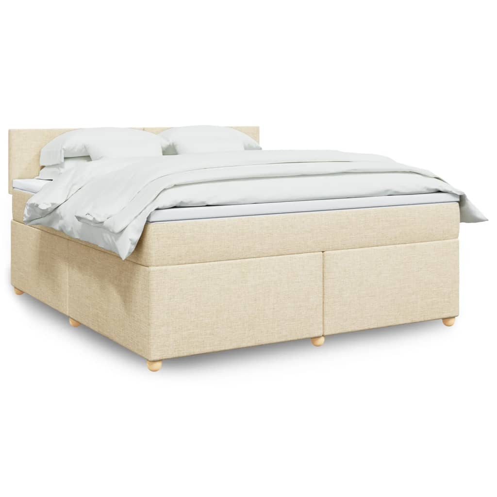 Bed slatted base with mattress Cream 180x200 cm Fabric