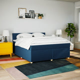 Slatted bed base with mattress Blue 180x200 cm Fabric