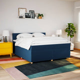 Slatted bed base with mattress Blue 180x200 cm Fabric