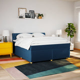 Slatted bed base with mattress Blue 180x200 cm Fabric