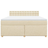 Bed slatted base with mattress Cream 180x200 cm Fabric