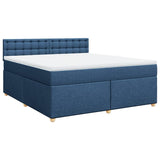 Slatted bed base with mattress Blue 180x200 cm Fabric