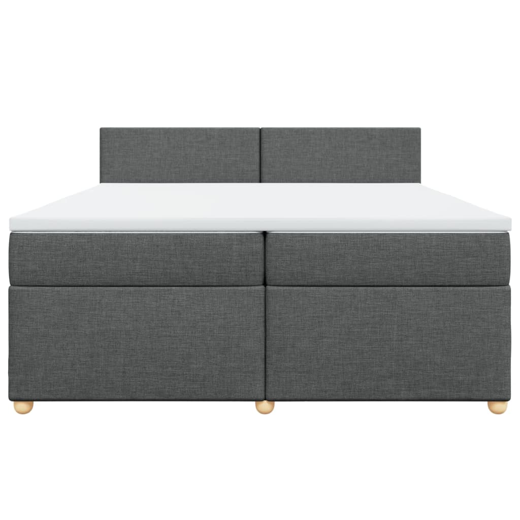 Sommier à lattes de lit avec matelas Gris foncé 200x200cm Tissu