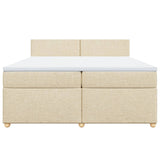 Bed slatted base with mattress Cream 200x200 cm Fabric