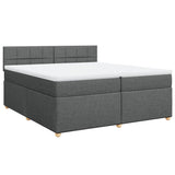 Sommier à lattes de lit avec matelas Gris foncé 200x200cm Tissu