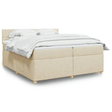 Bed slatted base with mattress Cream 200x200 cm Fabric