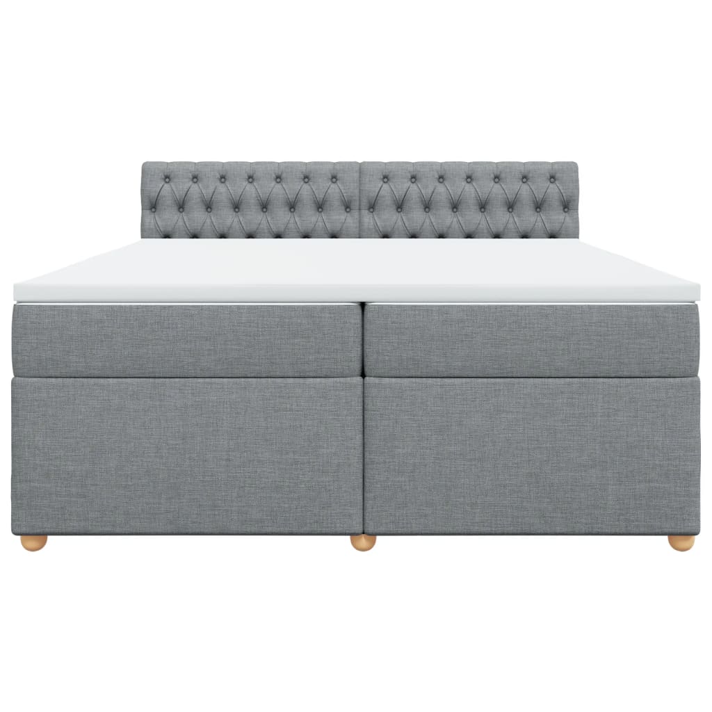 Sommier à lattes de lit avec matelas Gris clair 200x200cm Tissu