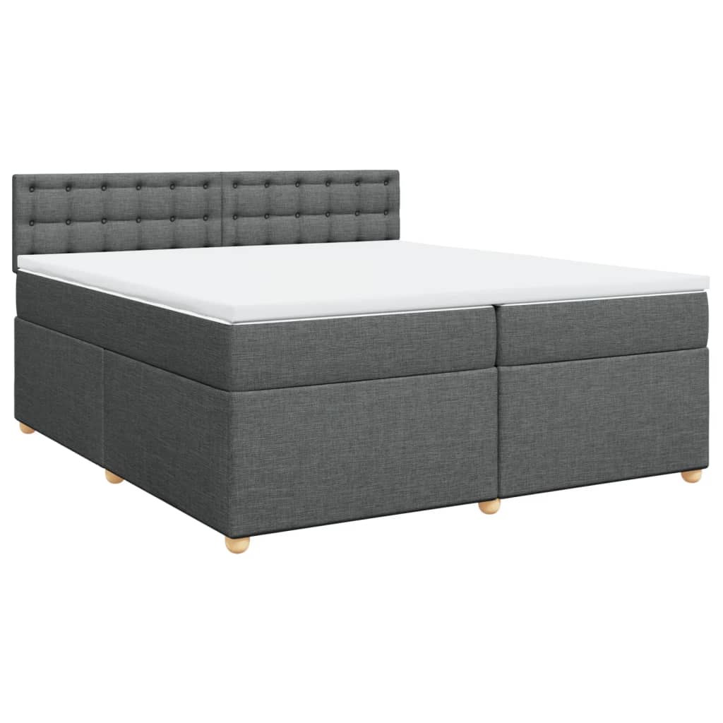 Sommier à lattes de lit avec matelas Gris foncé 200x200cm Tissu