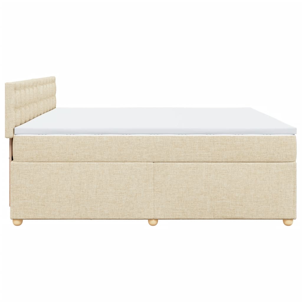 Bed slatted base with mattress Cream 200x200 cm Fabric