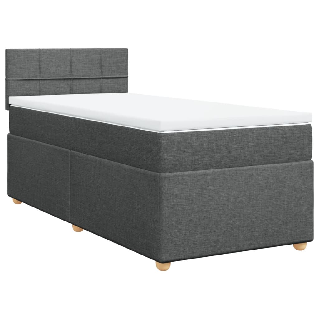 Sommier à lattes de lit avec matelas gris foncé simple tissu