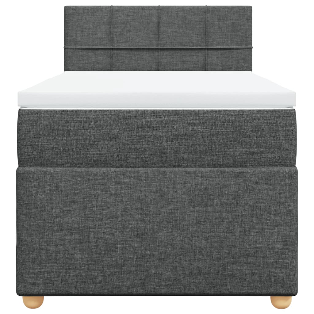 Sommier à lattes de lit avec matelas gris foncé simple tissu