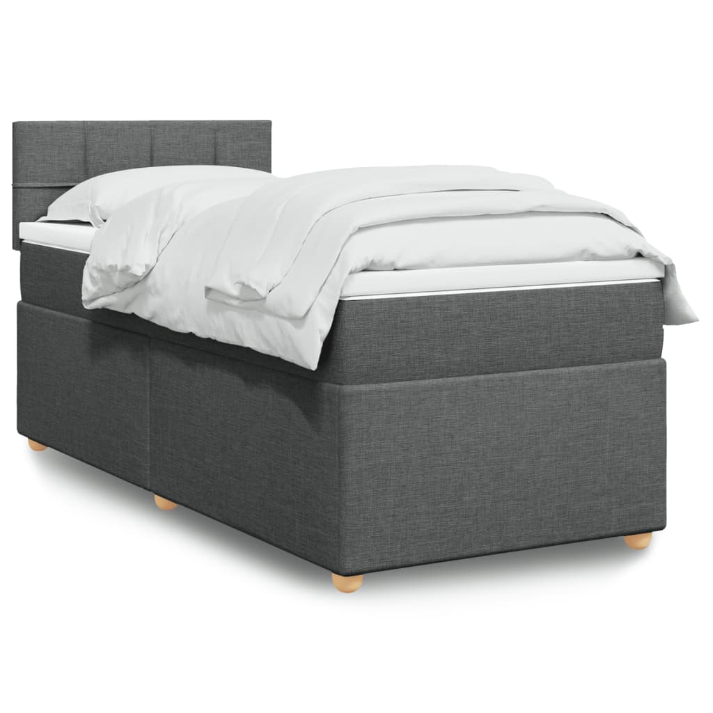 Sommier à lattes de lit avec matelas gris foncé simple tissu