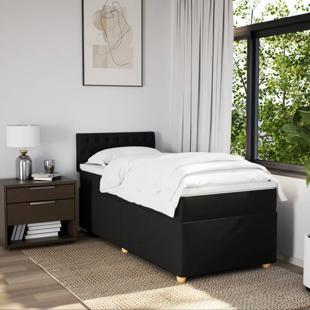 Sommier à lattes de lit avec matelas noir simple tissu