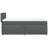 Slatted bed base with dark grey single fabric mattress