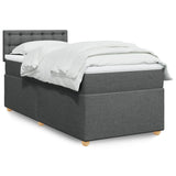 Slatted bed base with dark grey single fabric mattress