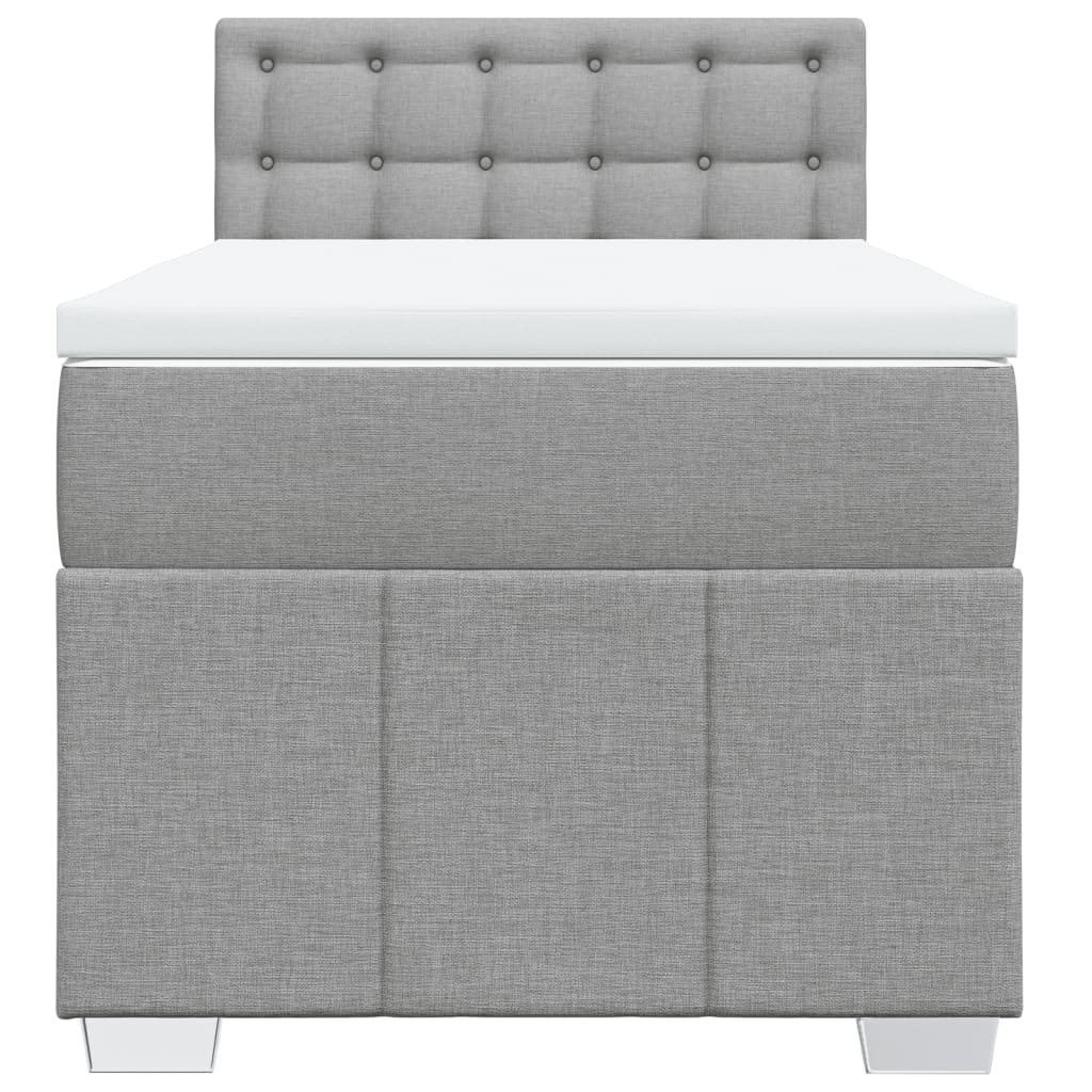 Slatted bed base with light gray mattress 80x200 cm fabric