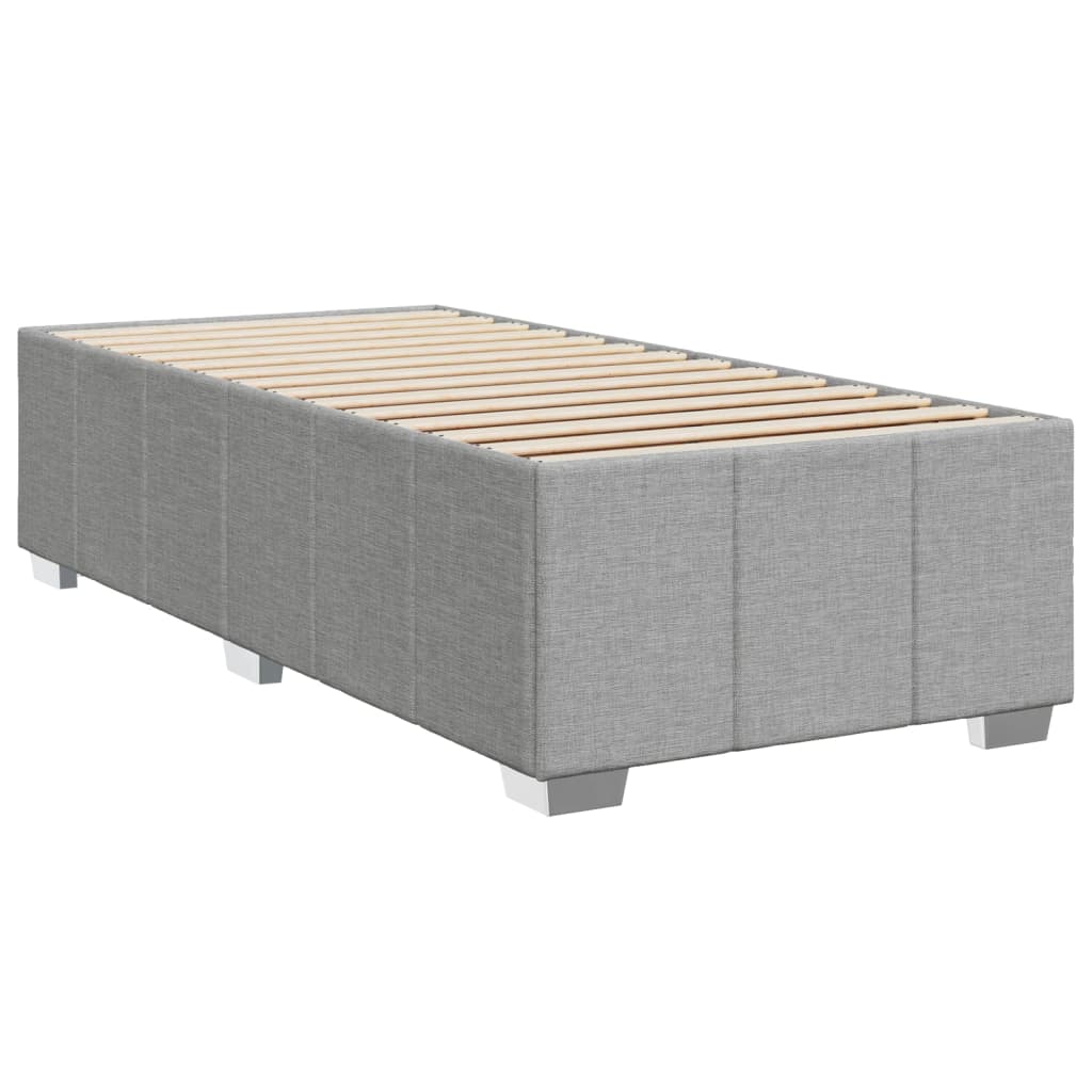 Slatted bed base with light gray mattress 80x200 cm fabric